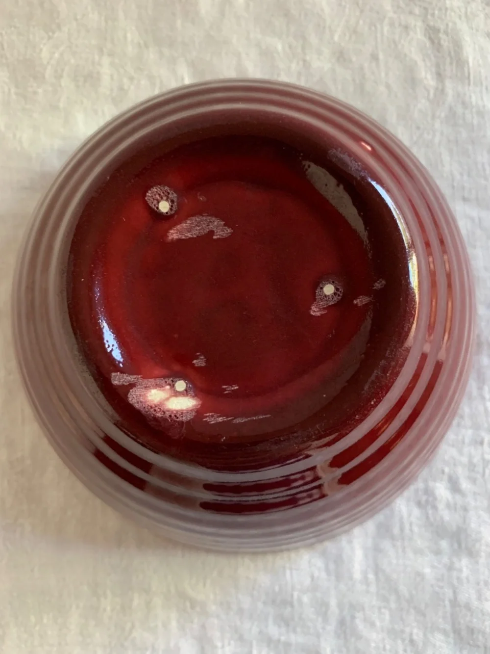 Vintage Ringware Mixing Bowl Burgundy 6” Beehive Style USA Pottery